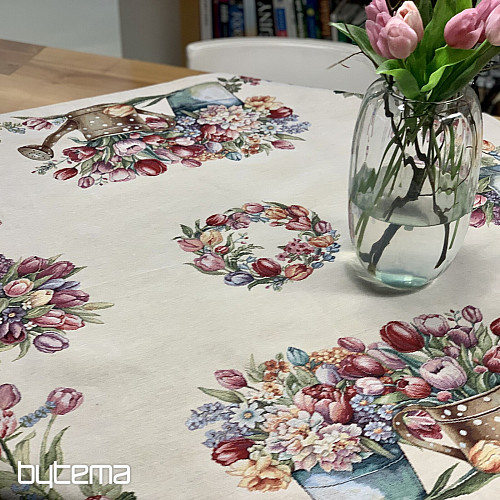 Tapiserijski stolnjak i šal PROLJETNI BUKET