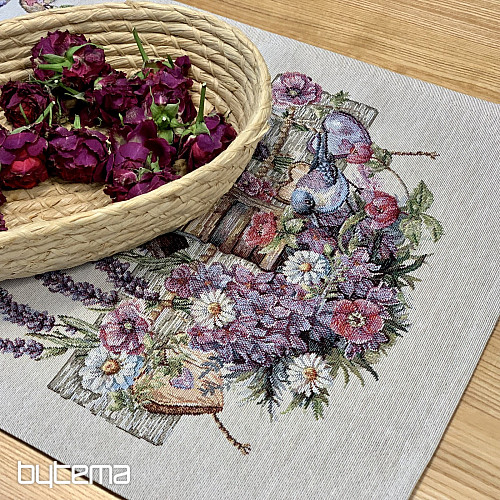 Tapiserijski stolnjak i šal KUĆICA ZA PTICE