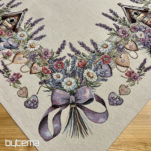 Tapiserijski stolnjak i šal KUĆICA ZA PTICE