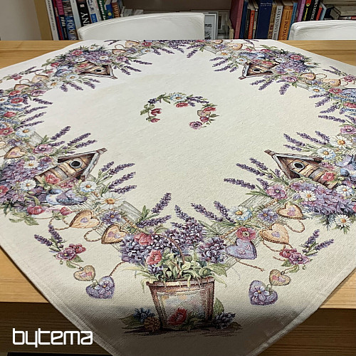 Tapiserijski stolnjak i šal KUĆICA ZA PTICE