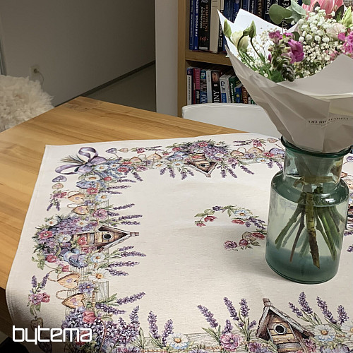 Tapiserijski stolnjak i šal KUĆICA ZA PTICE