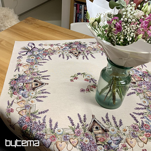 Tapiserijski stolnjak i šal KUĆICA ZA PTICE