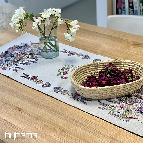 Tapiserijski stolnjak i šal KUĆICA ZA PTICE