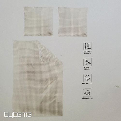 IRISETTE luksuzni pamučni saten BEŽ BIJELI KARIRANO