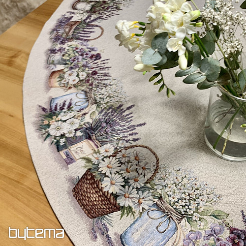 Okrugli tapiserijski stolnjak LJEPOTA U KOŠARICI