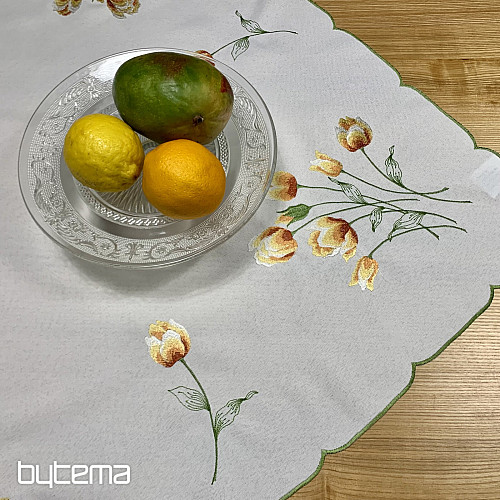 Vezeni stolnjak i šal TULIPANI narančasti