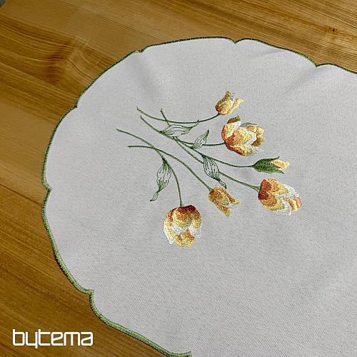 Vezeni stolnjak i šal TULIPANI narančasti