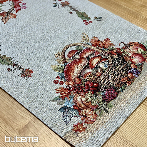 Tapiserijski stolnjak i šal GLJIVE U KOŠARICAMA