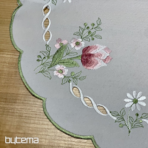 Vezeni stolnjak i šal BUKET S TULIPANIMA