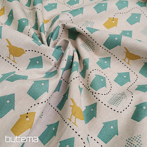 Pamučna tkanina KUĆICE ZA PTICE