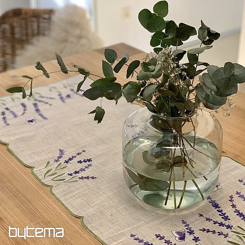 Vezeni stolnjak i šal LAVANDA