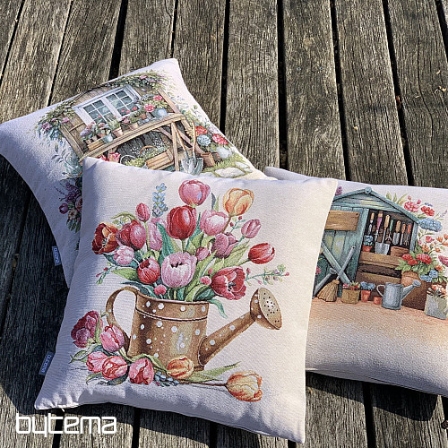 Tapiserijska jastučnica POSUDA ZA ZALIVANJE PUN TULIPANA