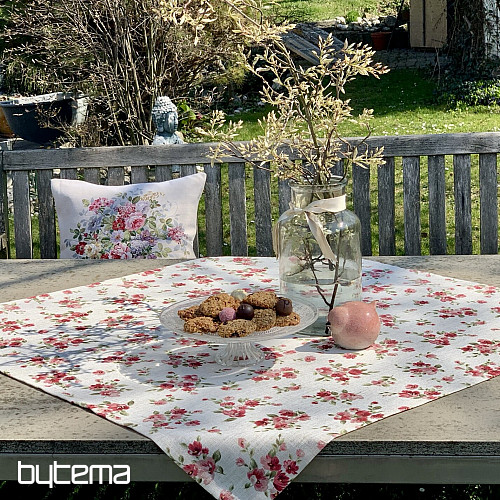 Stolnjak i šal FLOWERS LINO crveni