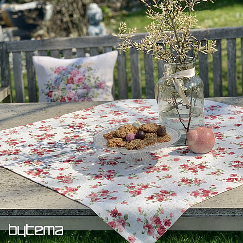 Stolnjak i šal FLOWERS LINO crveni