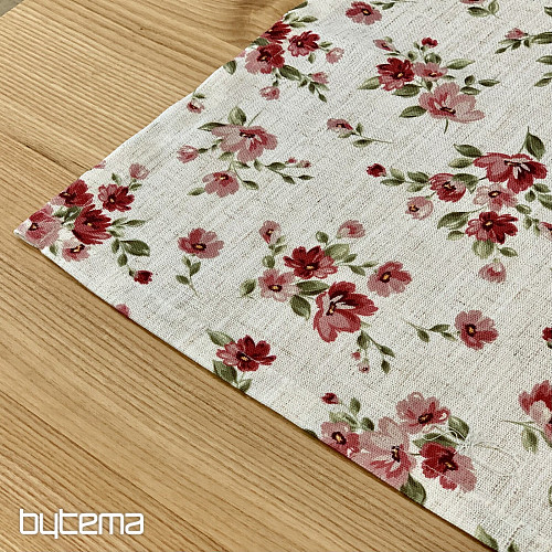 Stolnjak i šal FLOWERS LINO crveni