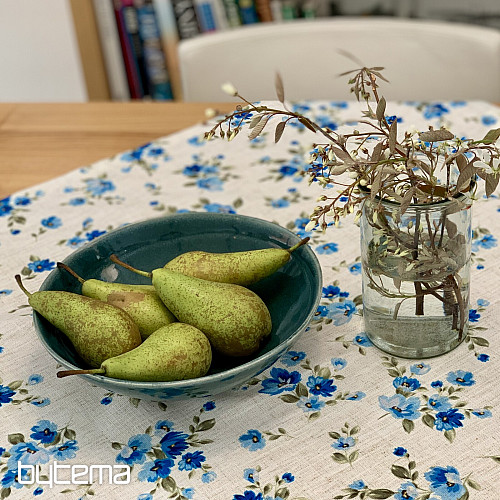 Stolnjak i šal FLOWERS LINO plavi