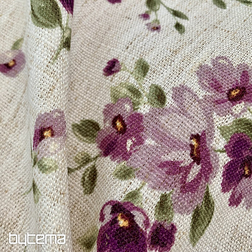 Stolnjak i šal FLOWERS LINO ljubičasti