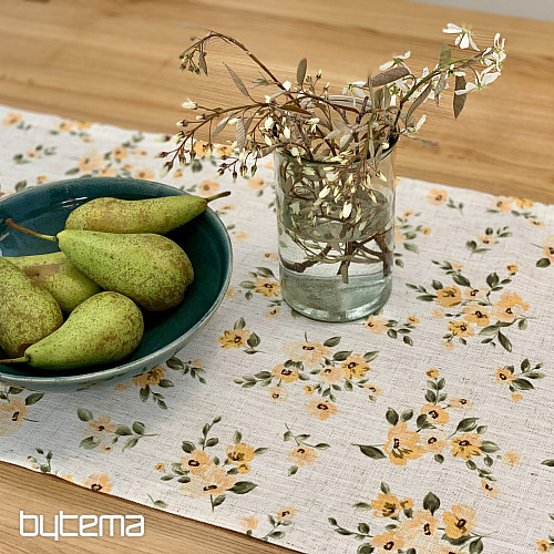 Stolnjak i šal FLOWERS LINO žuti