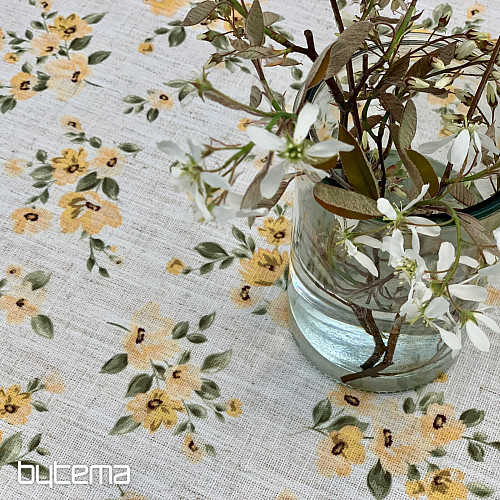 Stolnjak i šal FLOWERS LINO žuti