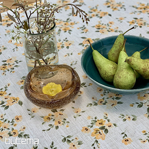 Stolnjak i šal FLOWERS LINO žuti