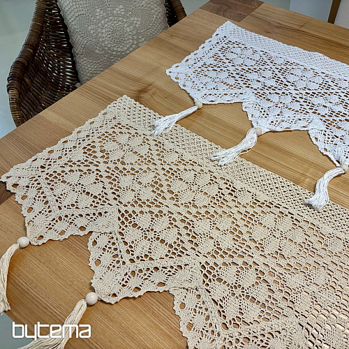 Gotova vitražna zavjesa HEKLANJENO CVIJEĆE BIJELO