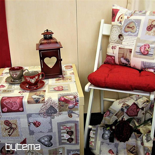 Dekorativna tkanina HEART SHABBY bordo