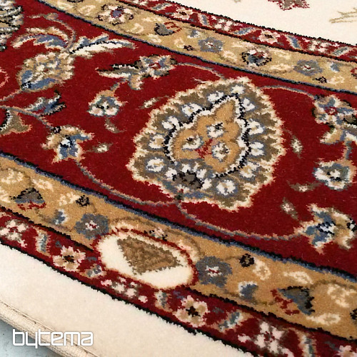 Okrugli vuneni tepih ORIENT krem, bordo obrub