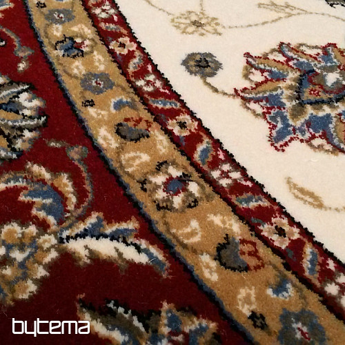 Okrugli vuneni tepih ORIENT krem, bordo obrub