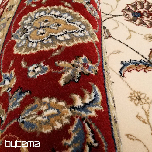 Okrugli vuneni tepih ORIENT krem, bordo obrub