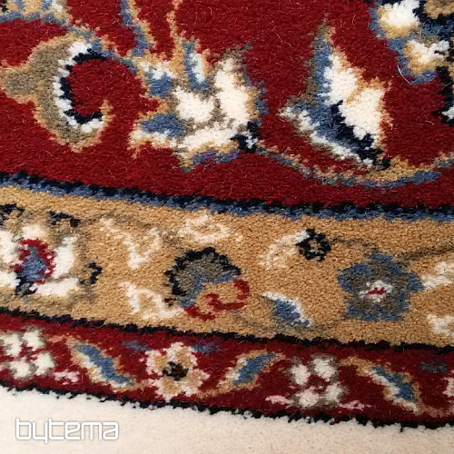Okrugli vuneni tepih ORIENT krem, bordo obrub