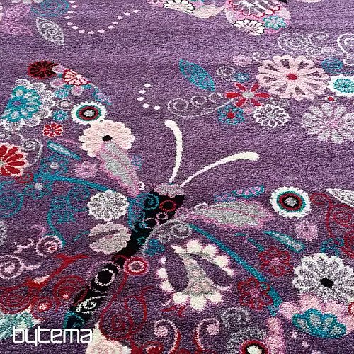 Dječji tepih BELLA Butterflies ljubičasta