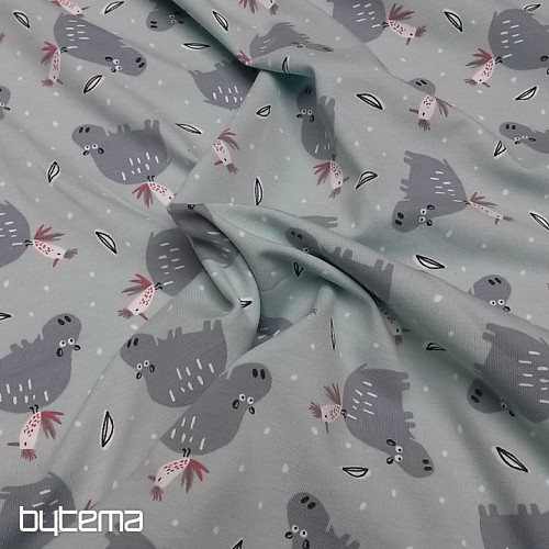 Pamučni pleteni print HIPPO HIPIZ mentol