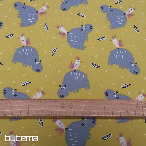 Pamučni pleteni print HIPPO HIPIZ žuta