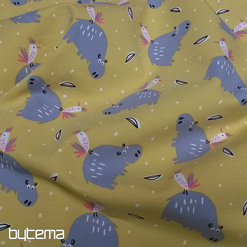 Pamučni pleteni print HIPPO HIPIZ žuta