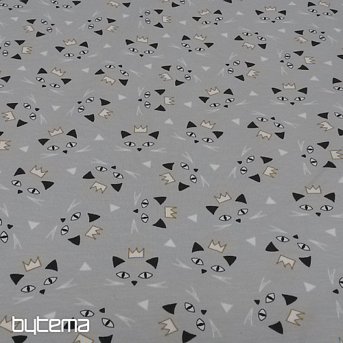 Pamučni pleteni print MAOUCHA CAT sivi