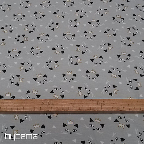 Pamučni pleteni print MAOUCHA CAT sivi