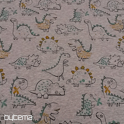 Pamučno pletivo DINOSAUR sivi print