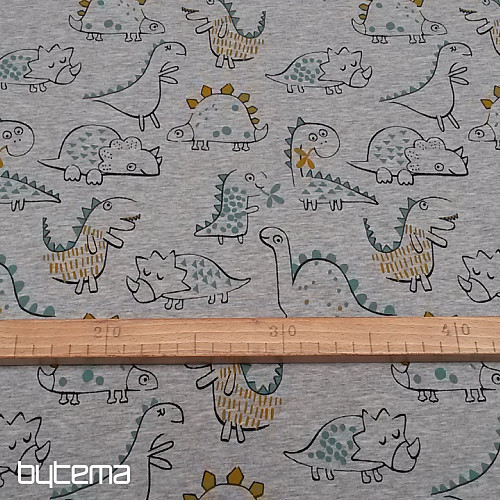 Pamučno pletivo DINOSAUR sivi print