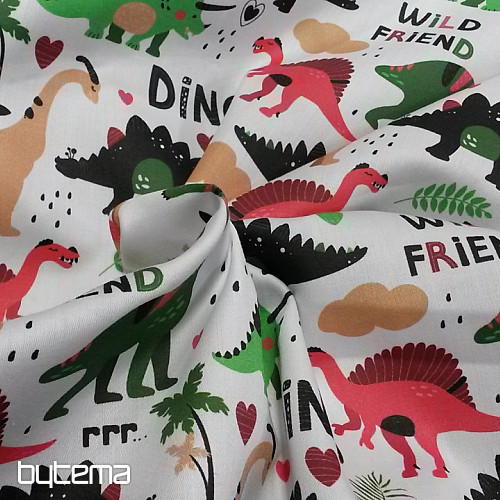 Dječji pamučni saten DINOSAURI digitalni print