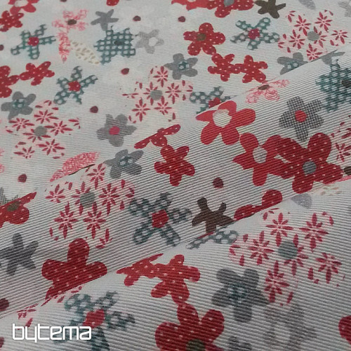 Dječja dekorativna tkanina FLOWERS crvena