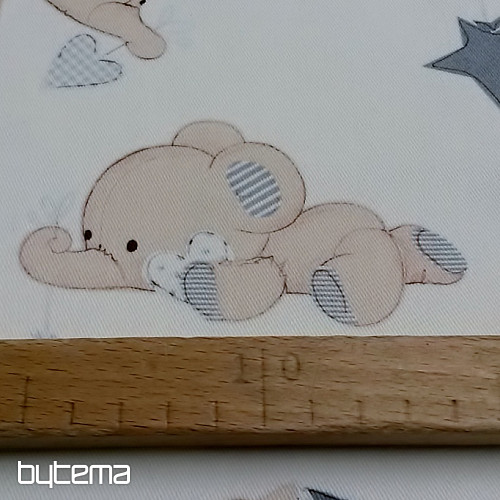 Dječja dekorativna tkanina SLONI krem