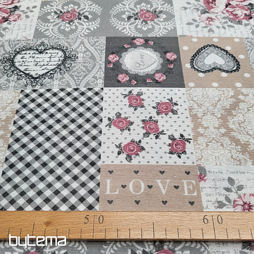 Dekorativna tkanina LIA sivi patchwork