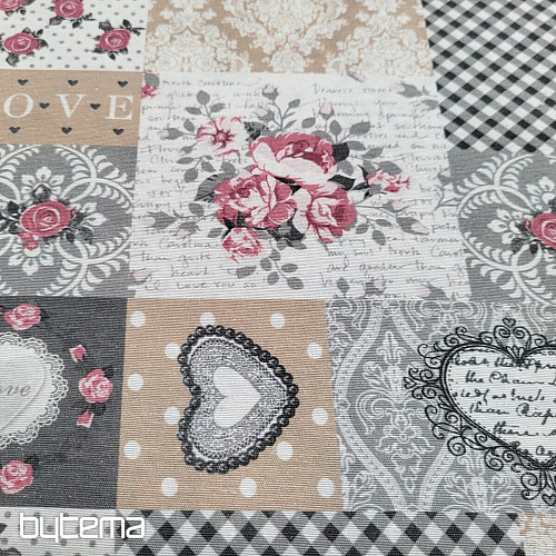 Dekorativna tkanina LIA sivi patchwork