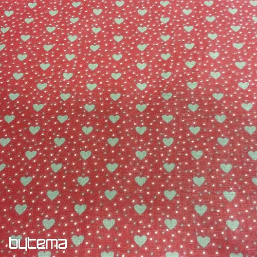 Pamučna tkanina MINI HEART 01 krem, crveno srce