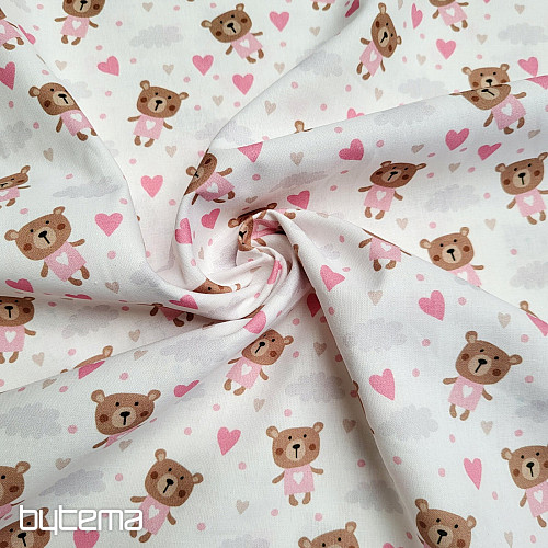 Pamučna tkanina LOVE BEAR roza