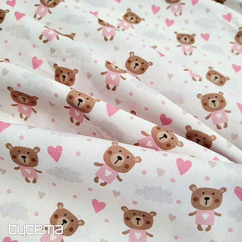 Pamučna tkanina LOVE BEAR roza