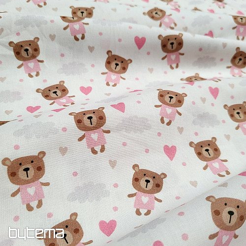 Pamučna tkanina LOVE BEAR roza