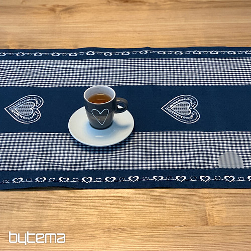 Vezeni stolnjak i šal COUNTRY STYLE plavi