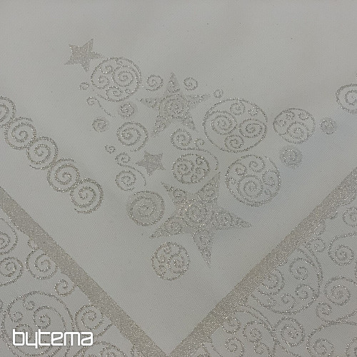 Božićni stolnjak ORNAMENT srebrni natur