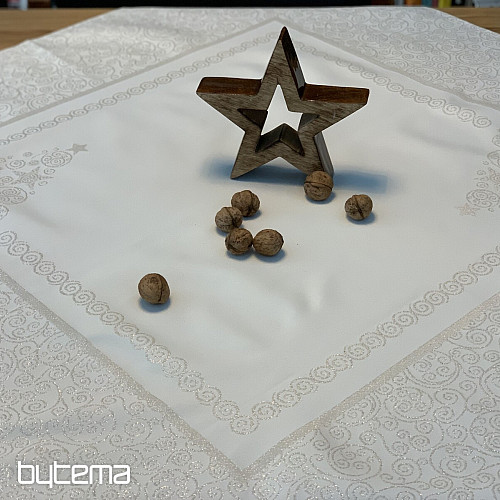 Božićni stolnjak ORNAMENT srebrni natur